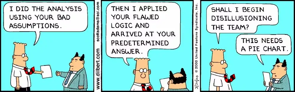 Dilbert cartoon about making assumptions